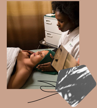 Woman receiving professional spa treatment